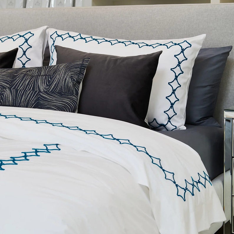 Links - Cotton Sateen Embroidered Edge Duvet Cover Sets-9