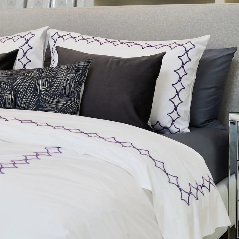 Links - Cotton Sateen Embroidered Edge Duvet Cover Sets-6